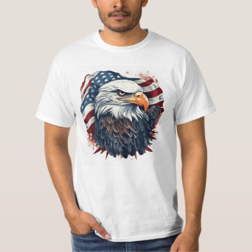 Patriotic American flag print Bald Eagle t_shirt