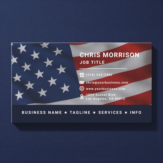 Patriotic American Flag Professional Business Card (Creator Uploaded)