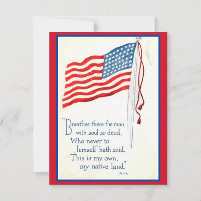 Patriotic American Flag Quote Holiday Card (Front)