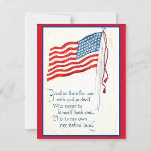 Patriotic American Flag Quote Holiday Card