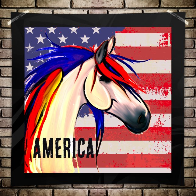 Patriotic American Flag Red White and Blue Horse Poster (Patriotic American Flag Red White and Blue Horse Poster)