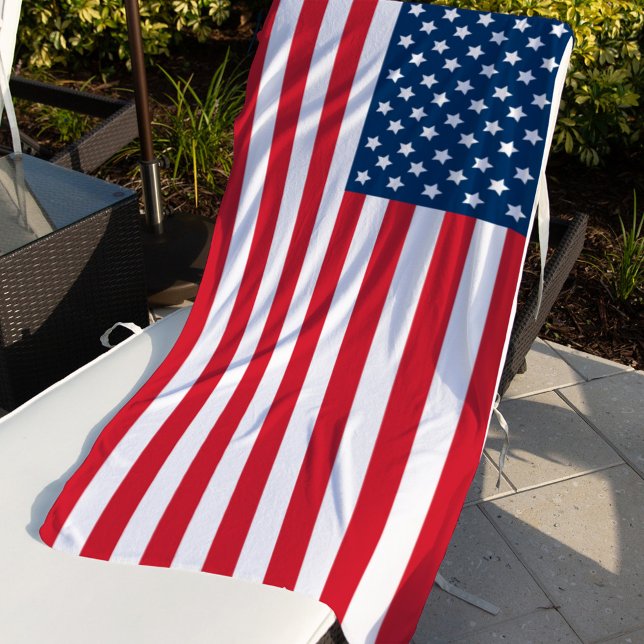 Patriotic American Flag Red White Blue Beach Towel (Creator Uploaded)
