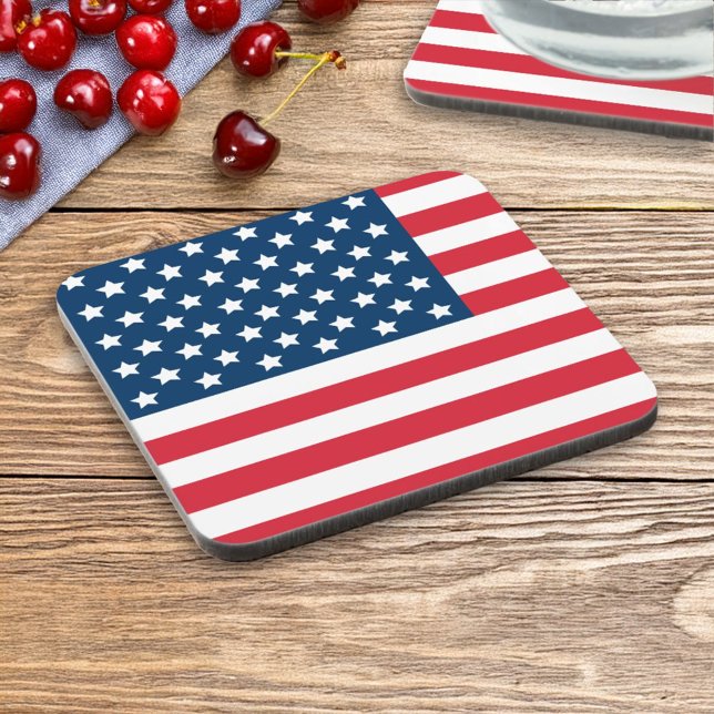 Patriotic American Flag Red White Blue Beverage Coaster (Creator Uploaded)