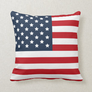 Patriotic American Flag Red White Blue Pillow