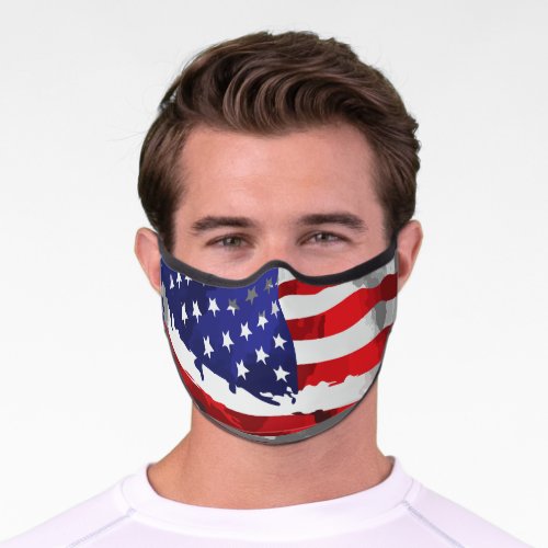 Patriotic American Flag Red White Blue USA Premium Face Mask
