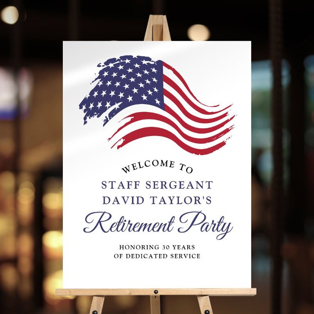 Patriotic American Flag Retirement Party Welcome Foam Board (Patriotic American Flag Retirement Party Welcome Foam Board)