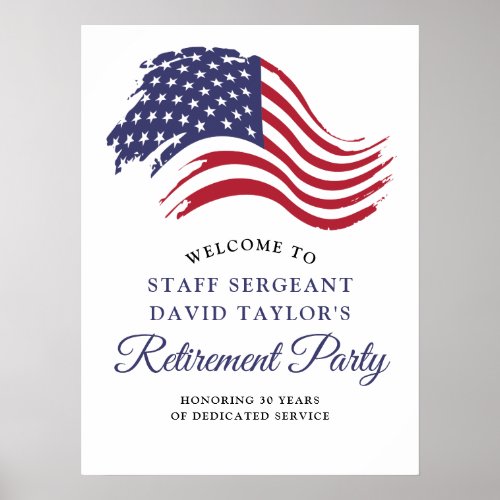 Patriotic American Flag Retirement Party Welcome