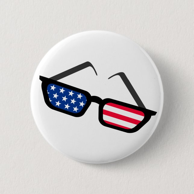 Patriotic American Flag Retro Sunglasses Pinback Button (Front)