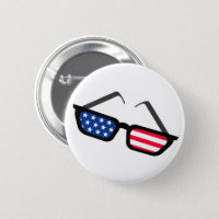 | Zazzle Patriotic Flag American Pinback Sunglasses Retro Button