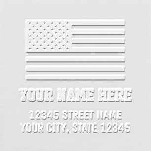 Patriotic American flag return address embosser