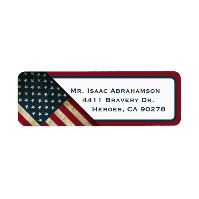 Patriotic American Flag Return Address Label (Front)