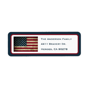 Patriotic American Flag Return Address Label