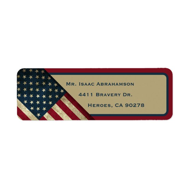 Patriotic American Flag Return Address Label (Front)