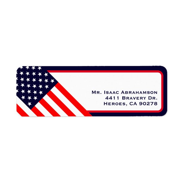 Patriotic American Flag Return Address Label (Front)