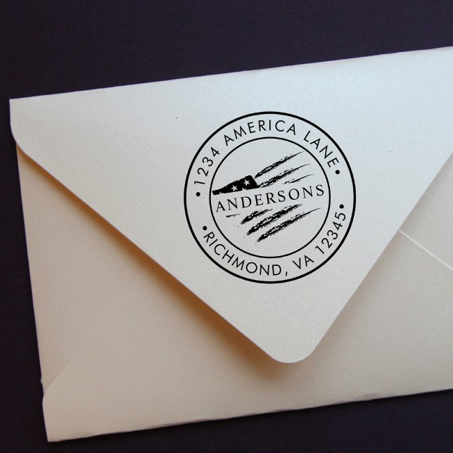 Patriotic American Flag | Return Address Self-inking Stamp (Creator Uploaded)