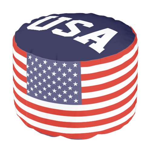 Patriotic American flag round pouf  USA pride