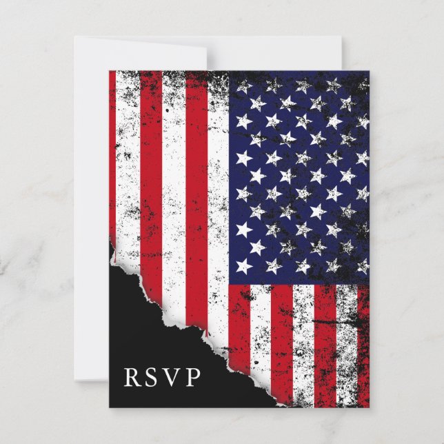 Patriotic American Flag RSVP Reply Card (Front)