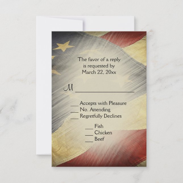 Patriotic American Flag RSVP with Menu Choices (Front)