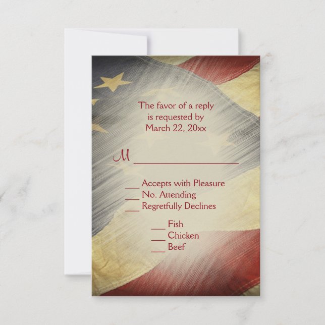 Patriotic American Flag RSVP with Menu Choices (Front)