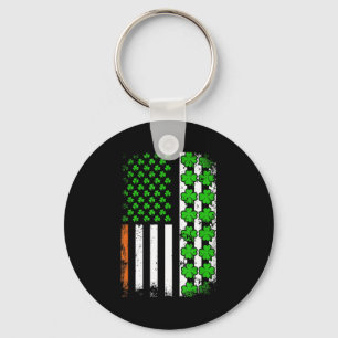 Patriotic american flag shamrock st patricks dayPa Keychain