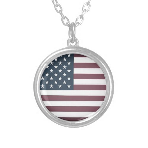 Patriotic American flag Silver Plated Necklace