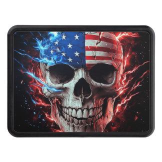 patriotic American Flag skull Hitch Cover