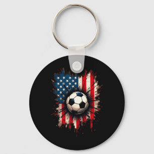 Patriotic American Flag Soccer Keychain