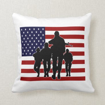 Patriotic American Flag Soldiers Silhouette Throw Pillow Patriotic American Flag Soldiers Silhouette Throw Pillow