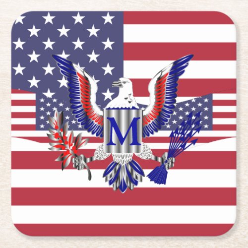 Patriotic American flag Square Paper Coaster