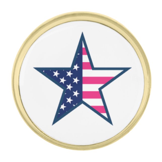 Patriotic American Flag Star Lapel Pin (Front)
