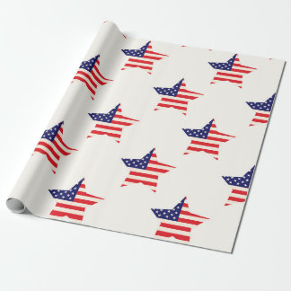 Patriotic American Flag Star Wrapping Paper