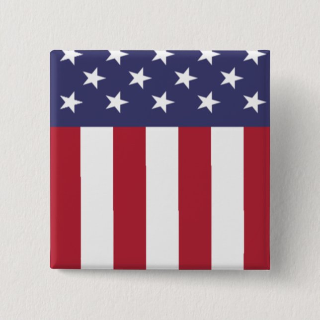 Patriotic American Flag Stars and Stripes Button (Front)