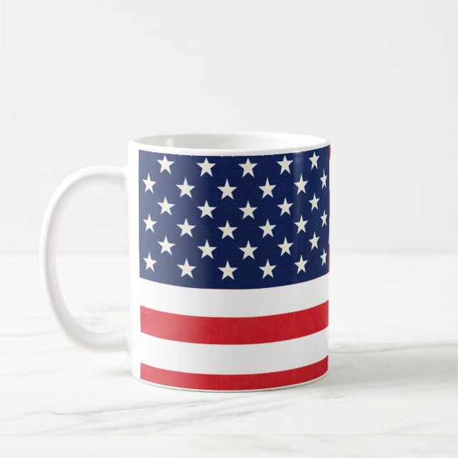Patriotic American Flag Stars and Stripes  Coffee Mug (Left)