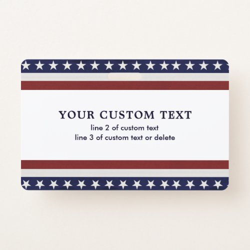 Patriotic American Flag Stars and Stripes Custom Badge