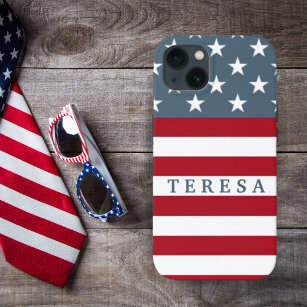 Patriotic American Flag Stars and Stripes Custom iPhone 13 Case