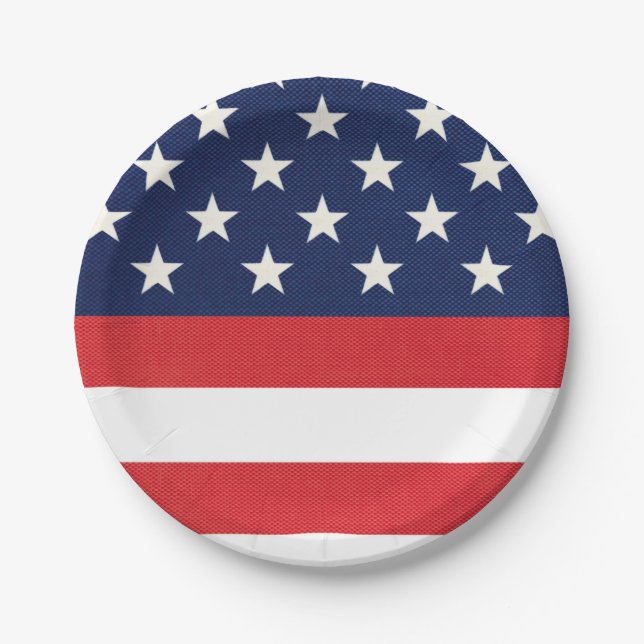 Patriotic American Flag Stars and Stripes  Paper Plates (Front)