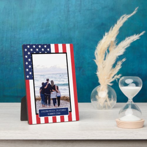 Patriotic American Flag Stars and Stripes  Plaque