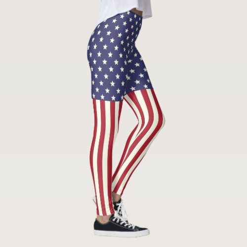Patriotic American Flag Stars and Stripes USA Leggings