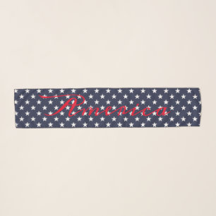 Patriotic American flag stars navy custom chiffon Scarf
