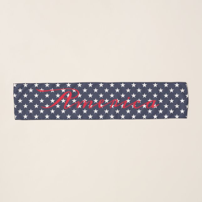 Patriotic American flag stars navy custom chiffon Scarf (Front (Horizontal))