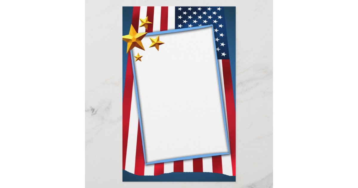 Patriotic American Flag Stationery | Zazzle