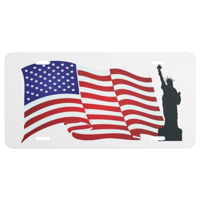 Patriotic, American Flag & Statue of Liberty License Plate (Front)