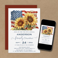 Patriotic American Flag Sunflower Family Reunion