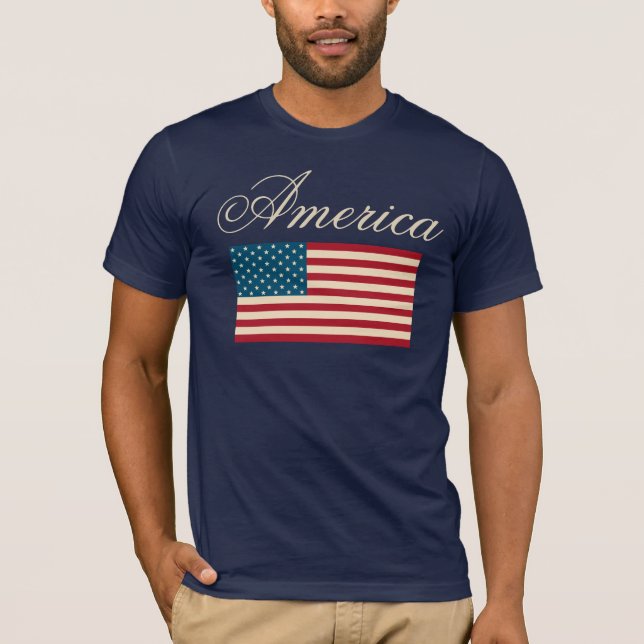 Patriotic American Flag T-Shirt Shirt Top Gift (Front)