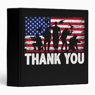 Patriotic American Flag Thank You 3 Ring Binder