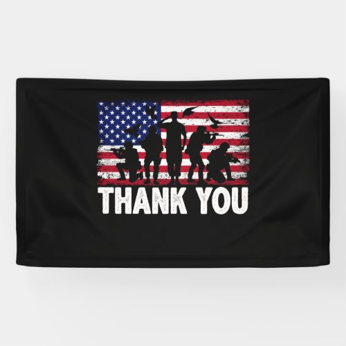 Patriotic American Flag Thank You Banner
