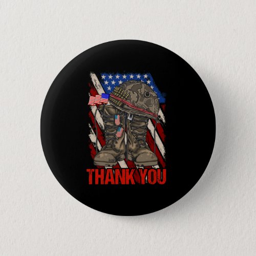 Patriotic American Flag Thank You Button