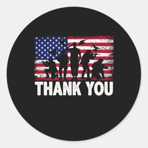 Patriotic American Flag Thank You Classic Round Sticker