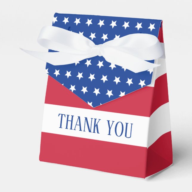 Patriotic American Flag Thank You Favor Boxes (Front Side)