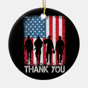 Patriotic American Flag Thank You For Ceramic Ornament